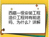 西藏一级安装工程造价工程师有前途吗，为什么？详解