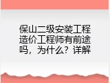保山二级安装工程造价工程师有前途吗，为什么？详解