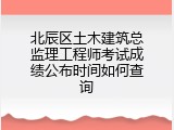 北辰区土木建筑总监理工程师考试成绩公布时间如何查询