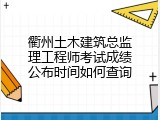 衢州土木建筑总监理工程师考试成绩公布时间如何查询