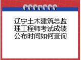 辽宁土木建筑总监理工程师考试成绩公布时间如何查询
