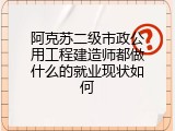阿克苏二级市政公用工程建造师都做什么的就业现状如何