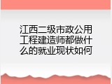 江西二级市政公用工程建造师都做什么的就业现状如何