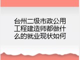 台州二级市政公用工程建造师都做什么的就业现状如何