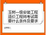 玉树一级安装工程造价工程师考试需要什么条件及要求