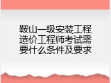 鞍山一级安装工程造价工程师考试需要什么条件及要求