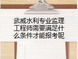 武威水利专业监理工程师需要满足什么条件才能报考呢