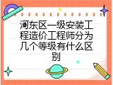 河东区一级安装工程造价工程师分为几个等级有什么区别