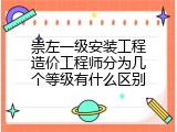 崇左一级安装工程造价工程师分为几个等级有什么区别