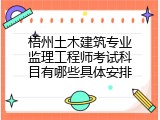 梧州土木建筑专业监理工程师考试科目有哪些具体安排
