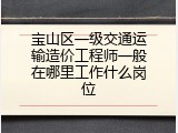 宝山区一级交通运输造价工程师一般在哪里工作什么岗位