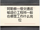 阿勒泰一级交通运输造价工程师一般在哪里工作什么岗位