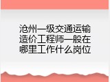 沧州一级交通运输造价工程师一般在哪里工作什么岗位