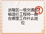武隆区一级交通运输造价工程师一般在哪里工作什么岗位