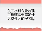 东营水利专业监理工程师需要满足什么条件才能报考呢