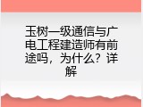 玉树一级通信与广电工程建造师有前途吗，为什么？详解