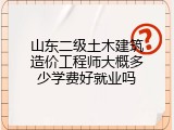 山东二级土木建筑造价工程师大概多少学费好就业吗