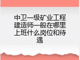 中卫一级矿业工程建造师一般在哪里上班什么岗位和待遇