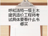 呼和浩特一级土木建筑造价工程师考试具体要看什么书哪买