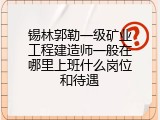 锡林郭勒一级矿业工程建造师一般在哪里上班什么岗位和待遇