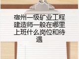 宿州一级矿业工程建造师一般在哪里上班什么岗位和待遇
