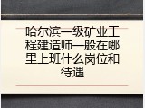 哈尔滨一级矿业工程建造师一般在哪里上班什么岗位和待遇