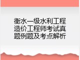 衡水一级水利工程造价工程师考试真题例题及考点解析