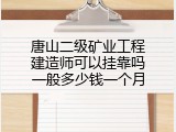 唐山二级矿业工程建造师可以挂靠吗一般多少钱一个月
