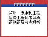 泸州一级水利工程造价工程师考试真题例题及考点解析