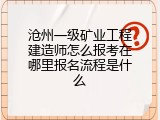 沧州一级矿业工程建造师怎么报考在哪里报名流程是什么