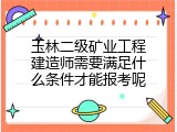 玉林二级矿业工程建造师需要满足什么条件才能报考呢