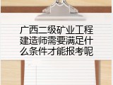 广西二级矿业工程建造师需要满足什么条件才能报考呢