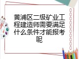 黄浦区二级矿业工程建造师需要满足什么条件才能报考呢