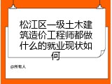 松江区一级土木建筑造价工程师都做什么的就业现状如何