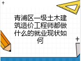 青浦区一级土木建筑造价工程师都做什么的就业现状如何