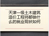 天津一级土木建筑造价工程师都做什么的就业现状如何