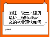 丽江一级土木建筑造价工程师都做什么的就业现状如何