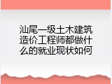 汕尾一级土木建筑造价工程师都做什么的就业现状如何