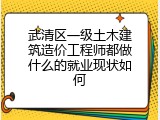 武清区一级土木建筑造价工程师都做什么的就业现状如何