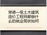 常德一级土木建筑造价工程师都做什么的就业现状如何