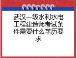 武汉一级水利水电工程建造师考试条件需要什么学历要求