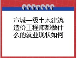 宣城一级土木建筑造价工程师都做什么的就业现状如何
