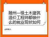随州一级土木建筑造价工程师都做什么的就业现状如何