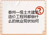 泰州一级土木建筑造价工程师都做什么的就业现状如何
