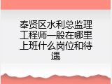 奉贤区水利总监理工程师一般在哪里上班什么岗位和待遇