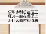 伊犁水利总监理工程师一般在哪里上班什么岗位和待遇