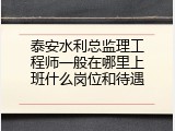 泰安水利总监理工程师一般在哪里上班什么岗位和待遇