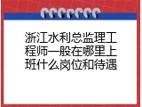 浙江水利总监理工程师一般在哪里上班什么岗位和待遇