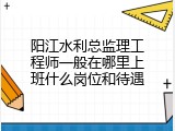 阳江水利总监理工程师一般在哪里上班什么岗位和待遇