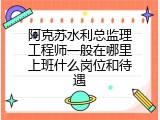 阿克苏水利总监理工程师一般在哪里上班什么岗位和待遇
